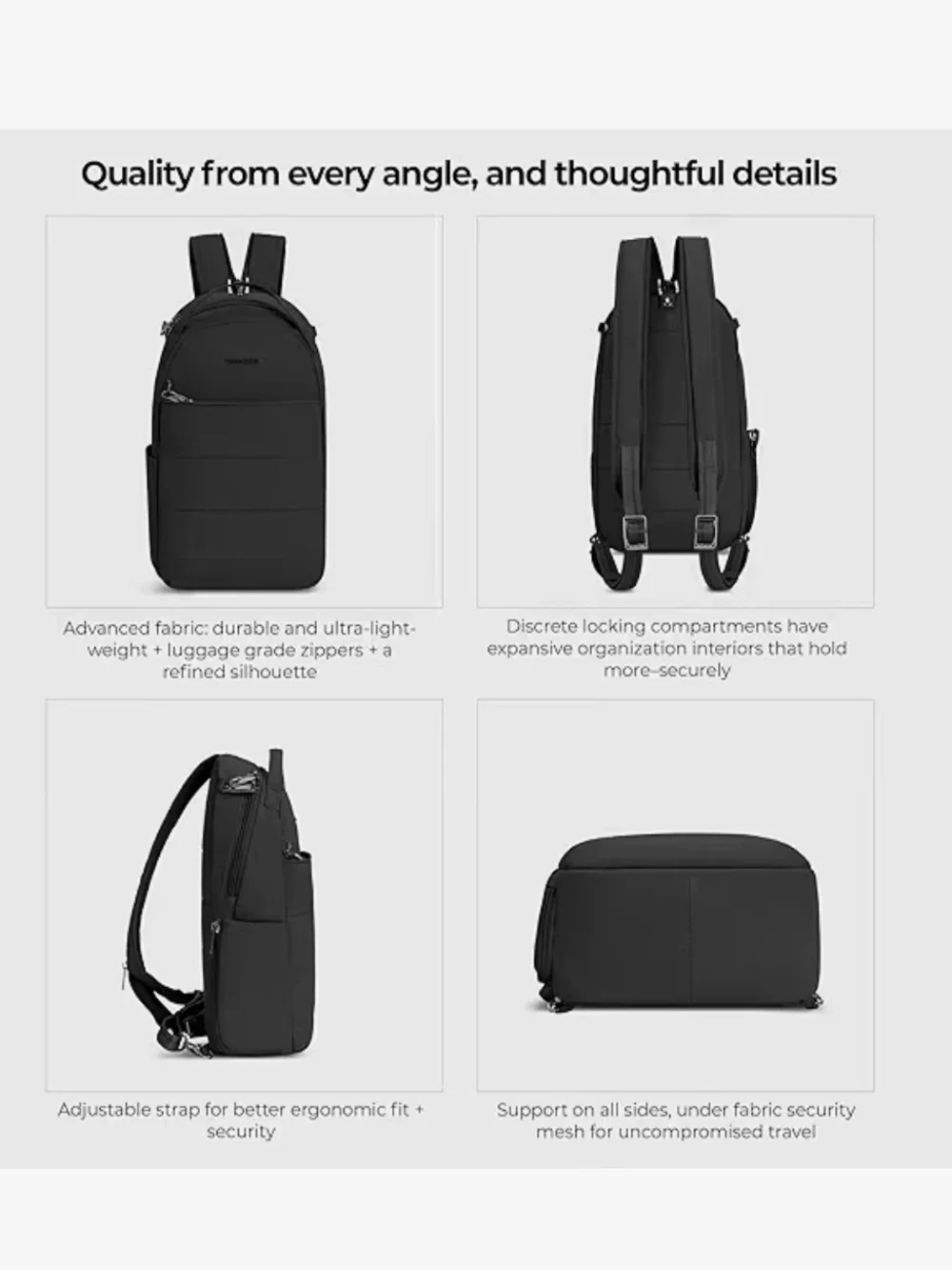 Travelon Black Everyday Anti-Theft Roam Convertible Backpack Sling, bag